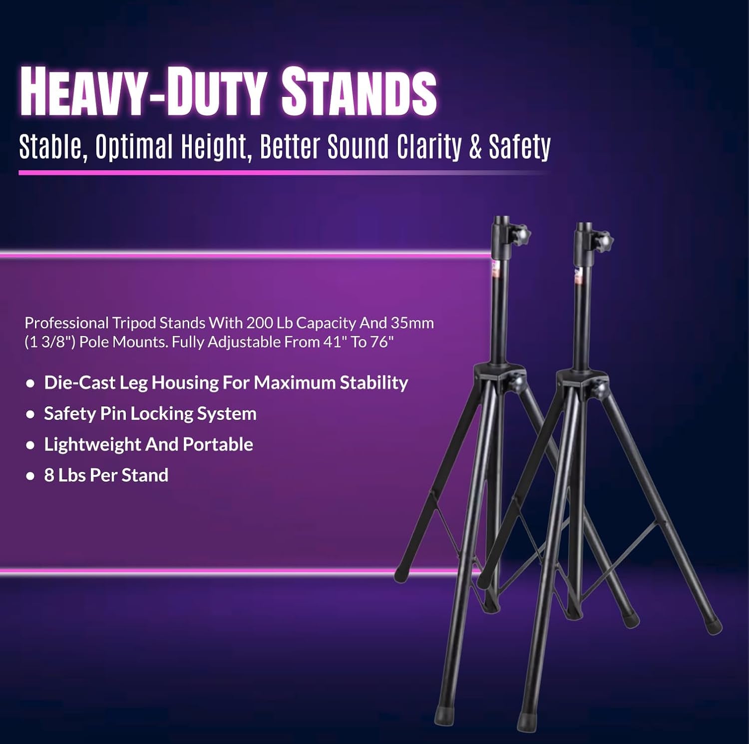 Pa System with Wireless Microphone and Speakers 12", 2000W | Built-In Amplifier W/6 Channel Audio Mixer System, Wireless UHF Microphone, 1000W Passive Speaker, Dual Tripod Stands