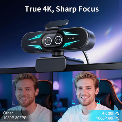 C60E Dual-Camera 4K Webcam for Streaming, Wide-Angle &amp; Telephoto | Max 11X Hybrid Zoom &amp; PDAF Autofocus, Remote Control, RGB Lighting, 2 Mics, Ideal for Livestreaming and Online Meeting