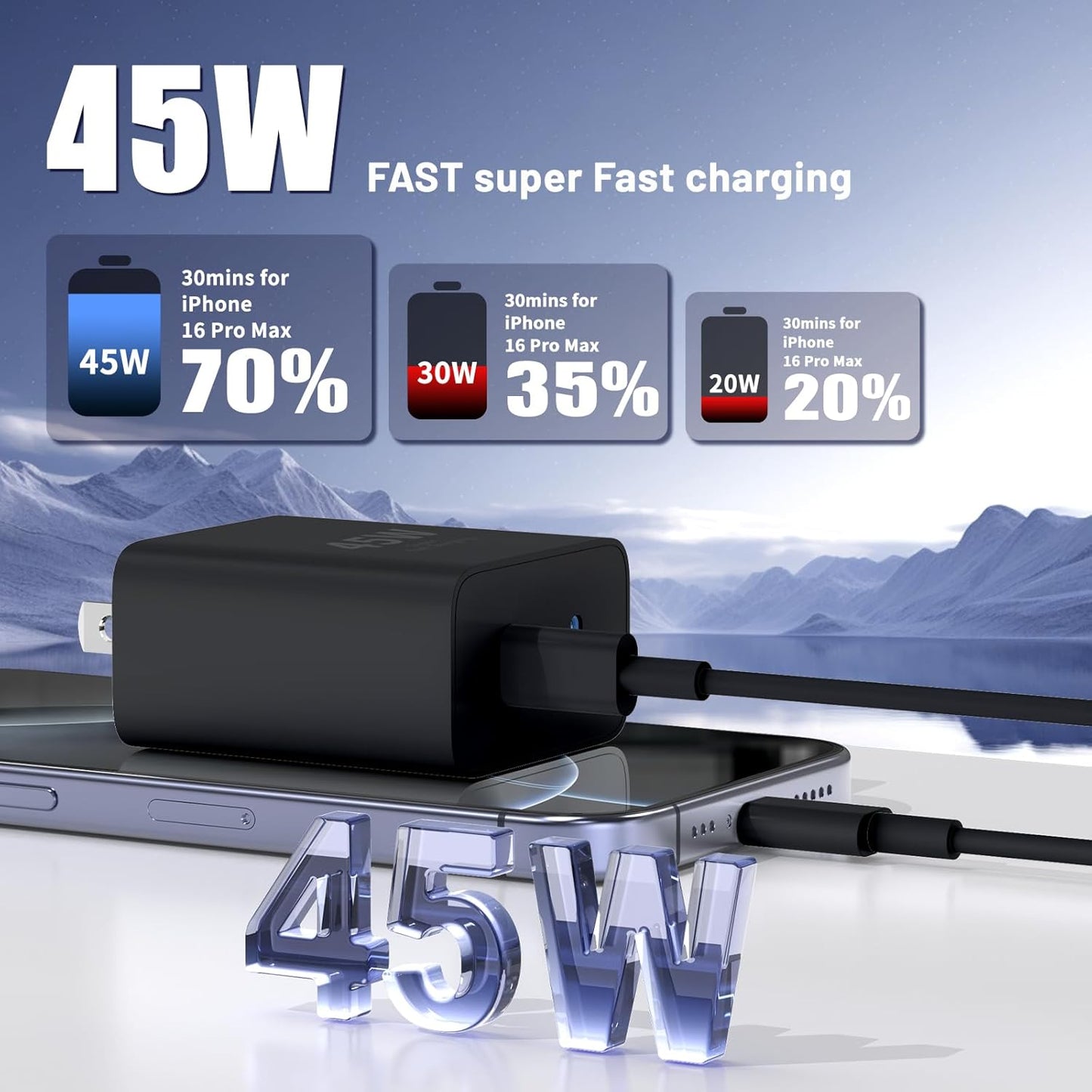 Super Fast Samsung Charger Type C,45W Dual Port USB C Fast Charger | Extra Long 60W 3/6/10/10FT USB C Cable - [2-Pack]Pd Quick Charging 3.0 for Samsung Galaxy S26 S25 Ultra/S24+/S23 Iphone 17 16