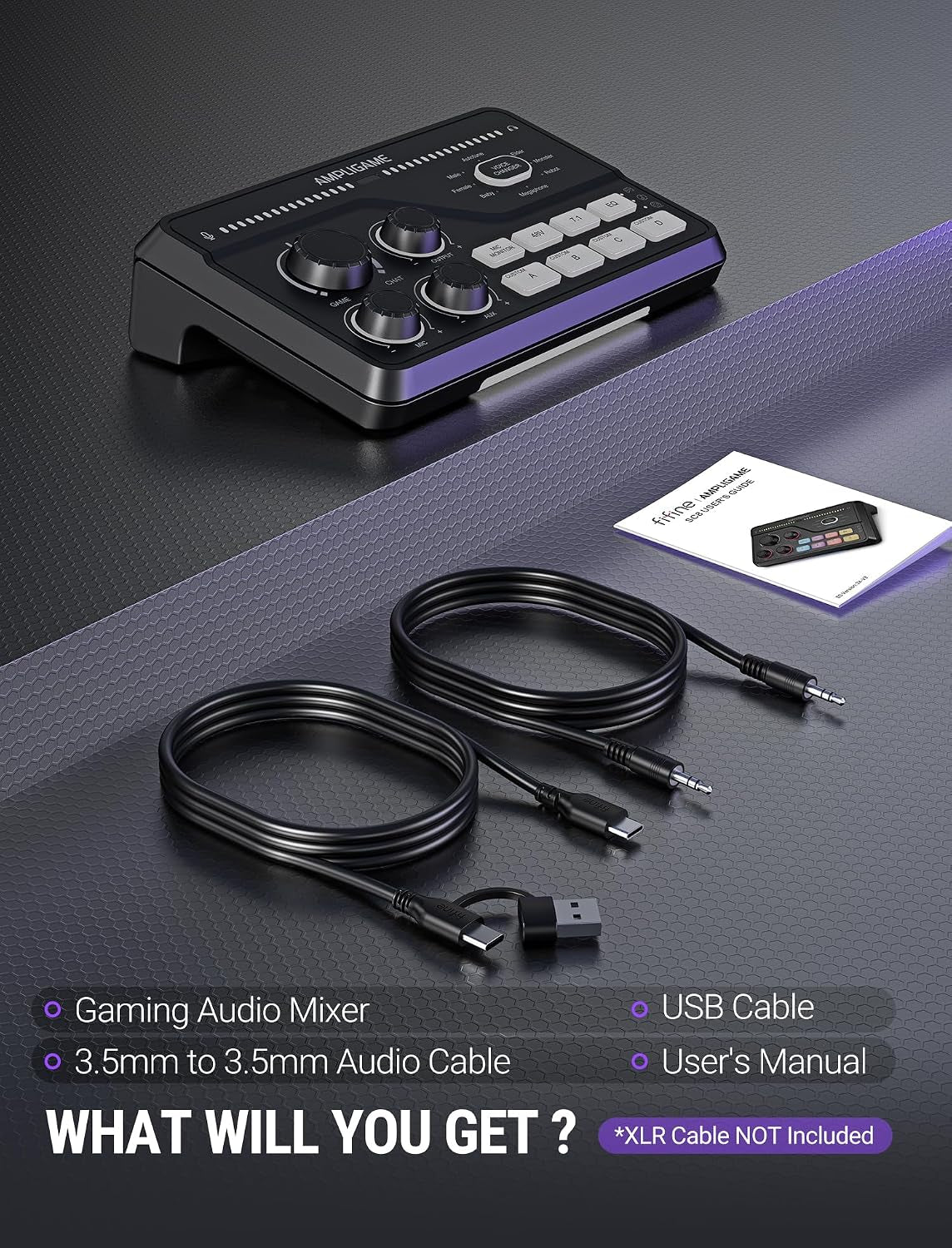 SC8 Gaming Audio Mixer for Live Streaming with 7.1Ch Surround Sound | for Pc,Rgb,Headphone Preamp,Mute Button,Volume Control,Optical Input,48V Phantom Power,3 EQ Modes,Game Chat Volume Balacnce