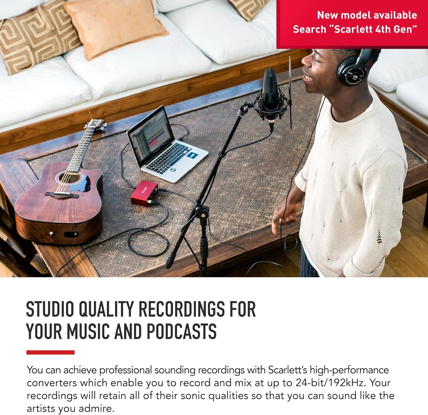 Scarlett Solo 3Rd Gen USB Audio Interface for Guitarists, Vocalists, Podcasters or Producers to Record and Playback Studio Quality Sound | 1 XLR Mic Preamp, 1 Hi-Z Instrument Input, 24-Bit/192Khz, 56Db Gain Range, Air Mode, Macos/Windows/Ipados Compatible