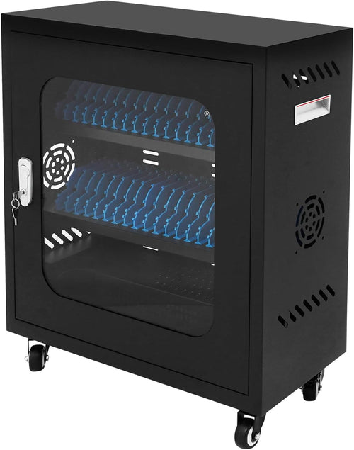 40-Device Charging Station, Charging Cabinet for Cellphones & Tablet Computers, Rechargeable Cellphone Locker Storage Charging Station, Locking Laptop Storage Box with Cable Management
