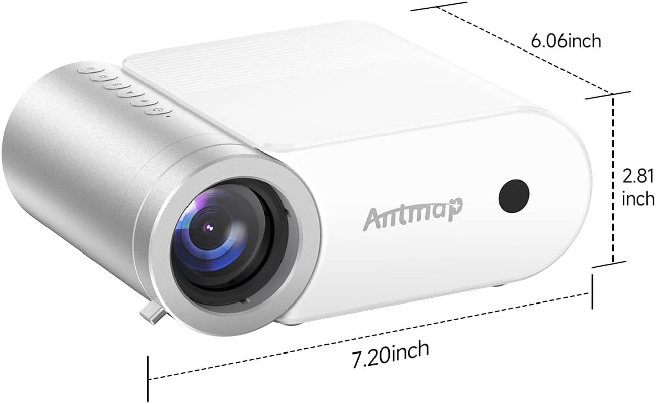 Mini Projector with Wifi and Bluetooth, 1080P Support Portable Projector for Iphone, 200” Portable Projectors for Bedroom, Compatible with Phone/Pad/Laptop/Tv Stick