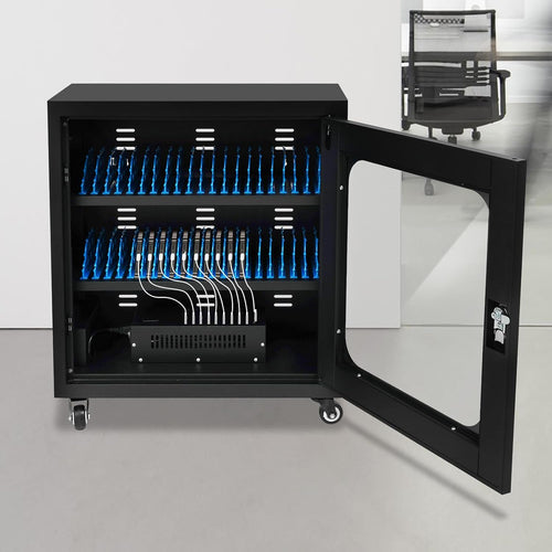40-Device Charging Station, Charging Cabinet for Cellphones & Tablet Computers, Rechargeable Cellphone Locker Storage Charging Station, Locking Laptop Storage Box with Cable Management