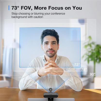 C960 4K Webcam for PC, PDAF Auto Focus, Dual Omni Mics, 73° FOV | Auto Light Correction, USB-A, Plug&amp;Play, Web Cam 4K with Privacy Cover, Webcam 4K Works for Zoom/Teams/Google Meet, Laptop/Pc