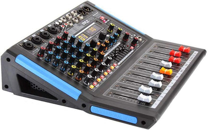 4-Channel Bluetooth Studio Audio Mixer-Dj Sound Controller Interface with USB Drive for PC Recording Input, XLR Microphone Jack,48V Power,Input/Output for Professional and Beginners - PMXU46BT