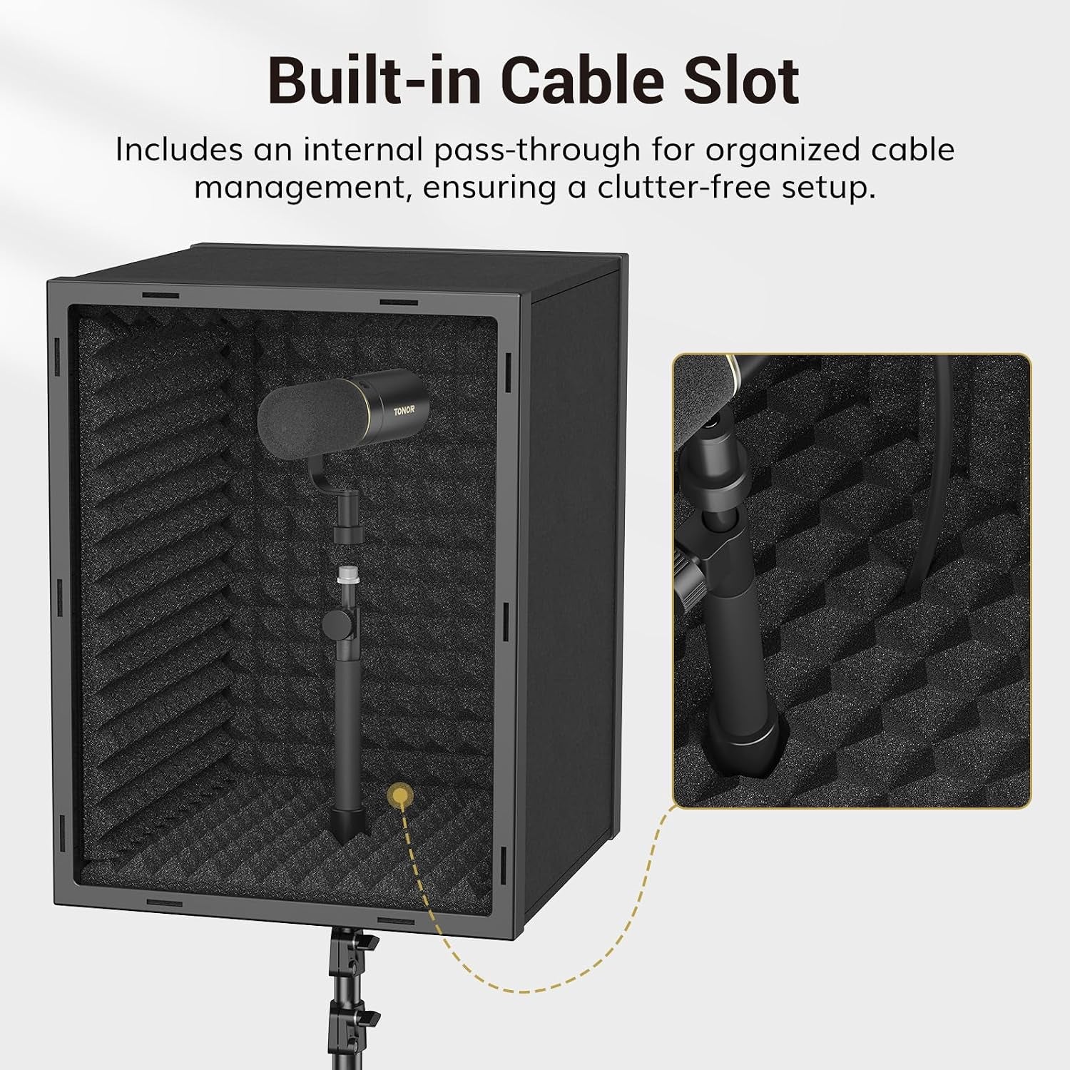 Microphone Isolation Shield, Professional Mic Shield for Studio with Tripod Stand, Adjustable Height Max 53.1 Inch, Sound Proof Box for Singing, Recording Studio Equipment