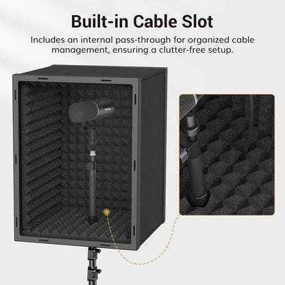 Microphone Isolation Shield, Professional Mic Shield for Studio with Tripod Stand, Adjustable Height Max 53.1 Inch, Sound Proof Box for Singing, Recording Studio Equipment
