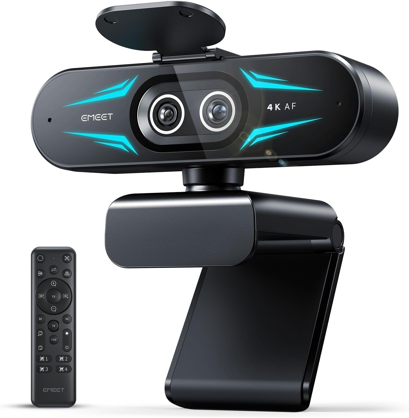 C60E Dual-Camera 4K Webcam for Streaming, Wide-Angle &amp; Telephoto | Max 11X Hybrid Zoom &amp; PDAF Autofocus, Remote Control, RGB Lighting, 2 Mics, Ideal for Livestreaming and Online Meeting