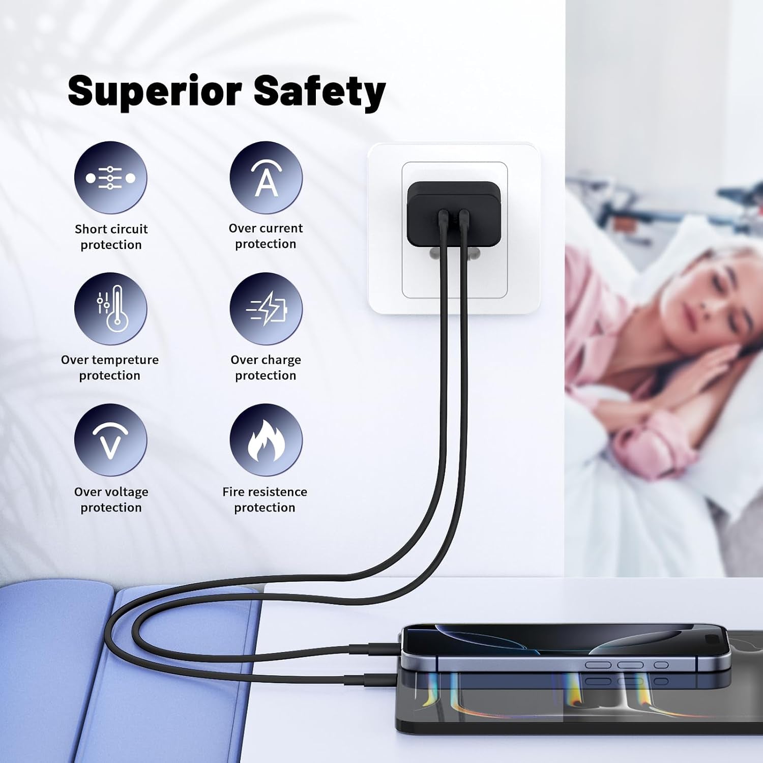 Super Fast Samsung Charger Type C,45W Dual Port USB C Fast Charger | Extra Long 60W 3/6/10/10FT USB C Cable - [2-Pack]Pd Quick Charging 3.0 for Samsung Galaxy S26 S25 Ultra/S24+/S23 Iphone 17 16