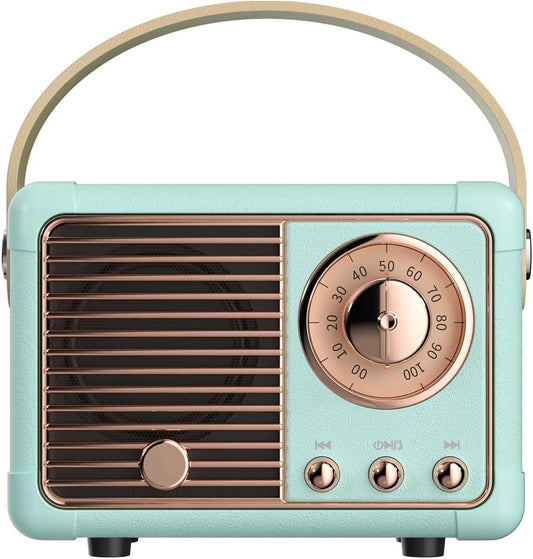 Retro Bluetooth Speaker,Small Vintage Decor,Cute Birthday Gifts Blue | Gifts for Women Teenage Portable Mini Wireless Old Fashion Style for Kitchen Desk Bedroom Office Outdoor Accessories