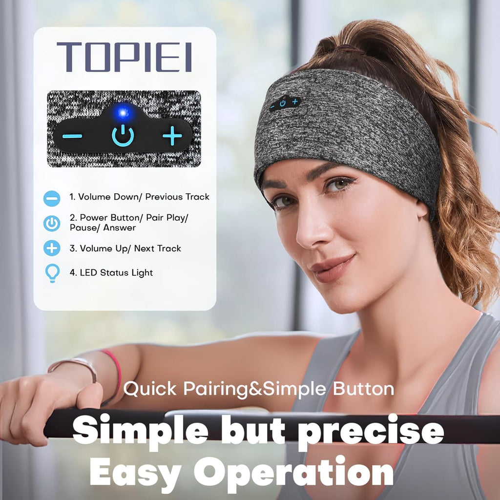 Sleep Headphones Bluetooth Headband for Side Sleeper 2-Pack, 17H Playtime, Wireless Headband Headphones with HD Stereo Speakers for Workout,Running,Yoga, Ideal Gifts for Men, Women, Teens