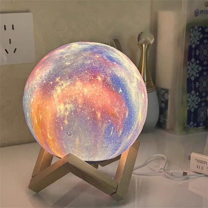 Moon Lamp, Kids Night Light Galaxy Lamp - 16 Colors Moon Light with Wood Stand Remote & Touch Control USB Rechargeable Gift for Girls&Boys Lover Birthday - 4.8 Inch