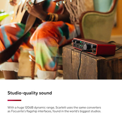 Scarlett 2I2 4Th Gen USB Audio Interface for Recording, Songwriting, Streaming and Podcasting — High-Fidelity, Studio Quality Recording, and All the Software You Need to Record | 2 Mic Preamps, 2 Hi-Z Instrument Inputs, 24-Bit/192Khz, 120Db Dynamic Range,