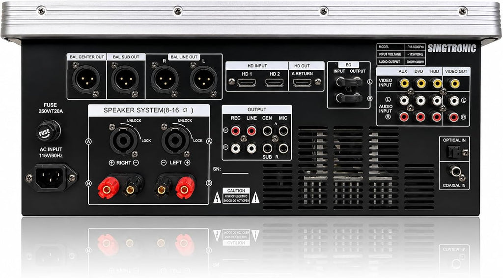 Pm-6000Pro Professional KJ/DJ 6000W Digital Console Mixing Board Karaoke Ampliffier Built in Hdmi-Arc, Optical, Bluetooth, Aux, Recording with Anti-Feedbacks