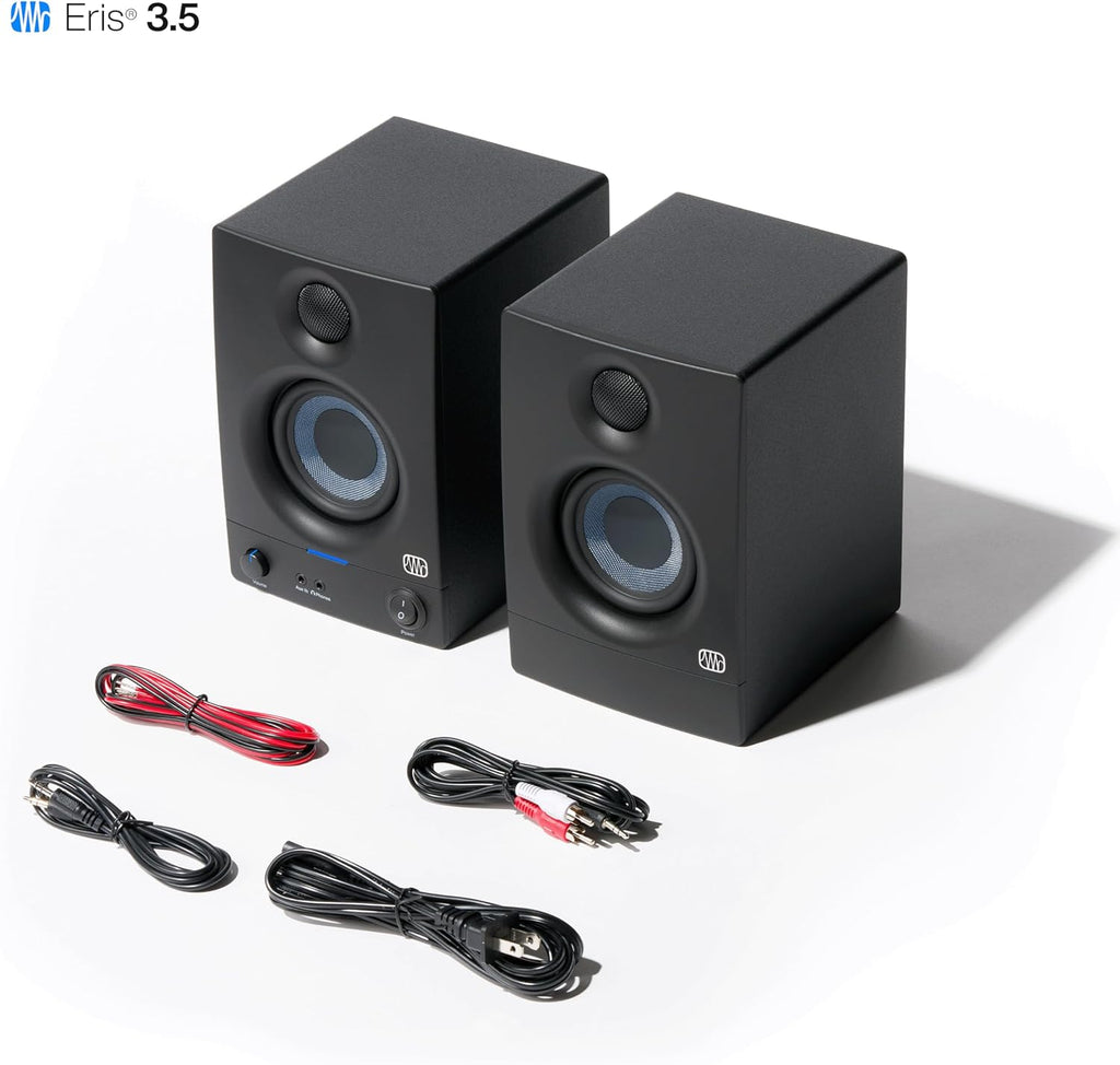 Eris 3.5 Powered Studio Monitors, Pair — 3.5” Active near | -Field Desktop Speakers for Music Production, Gaming, Movies & Hi-Fi | 50W, Woven-Composite Woofer, Silk-Dome Tweeter, Black