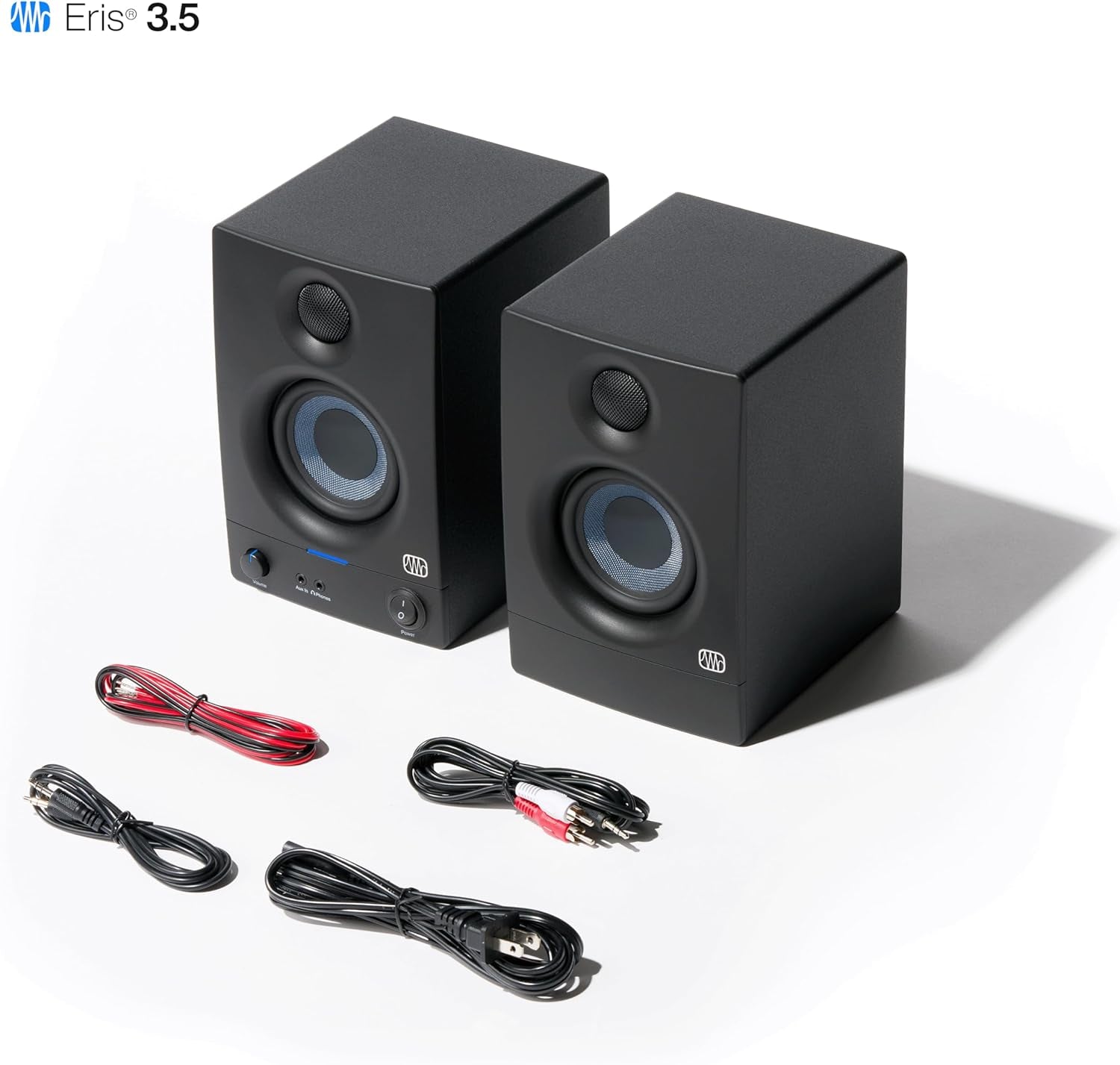 Eris 3.5 Powered Studio Monitors, Pair — 3.5” Active near | -Field Desktop Speakers for Music Production, Gaming, Movies & Hi-Fi | 50W, Woven-Composite Woofer, Silk-Dome Tweeter, Black