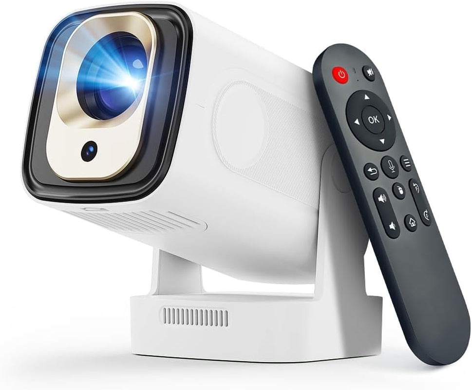 【Auto Focus&1080P】 Mini Smart Projector 4K Support, Built in Apps | Portable Projector with Wifi 6 and Bluetooth 5.4, Auto Keystone, 5W Speaker, Android 14, Voice Control, Home Movie Proyector