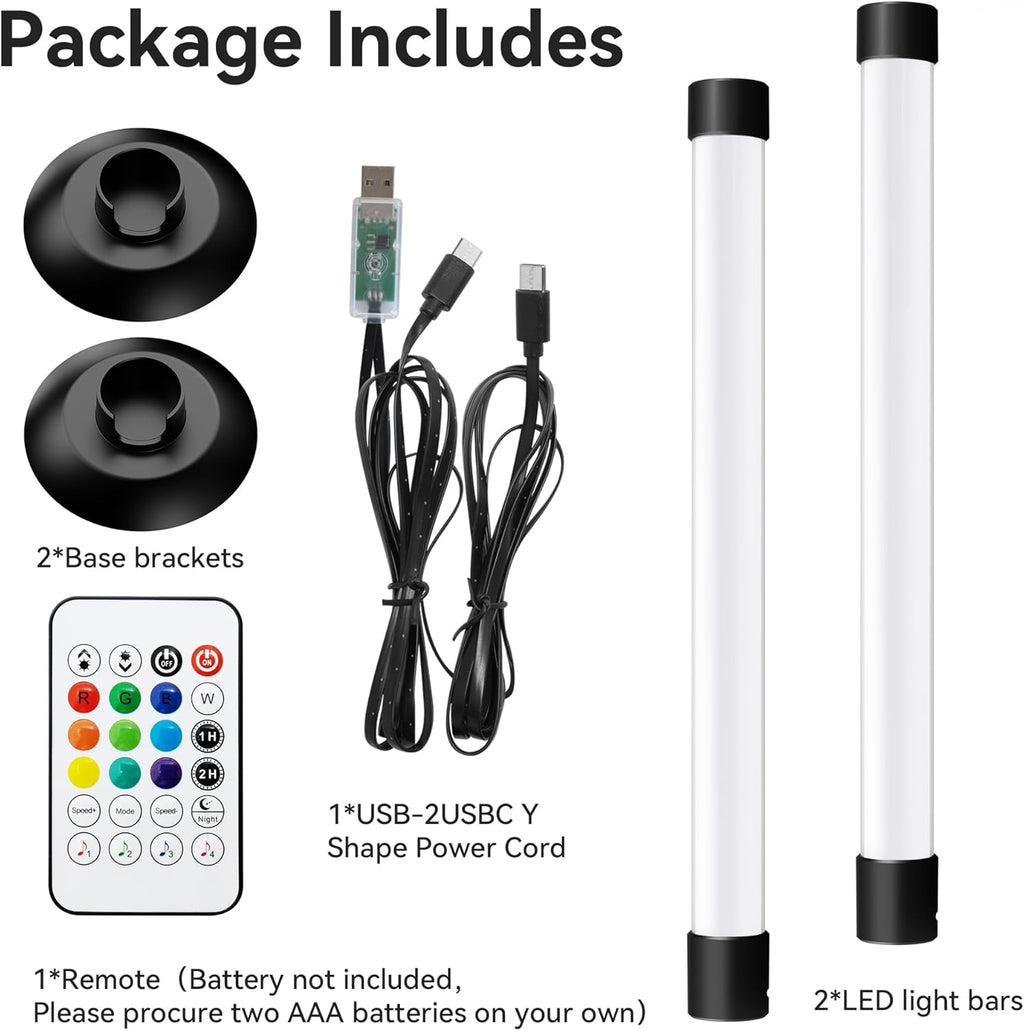 IC+RGBW USB Powered Led Light Bar with App & Remote Control, 2 Pack | Ic+Rgb & W Smart RGB Light Bar, USB Powered TV Light Bar, Led Lights for TV PC Room Monitor Backlight Gaming Accessories