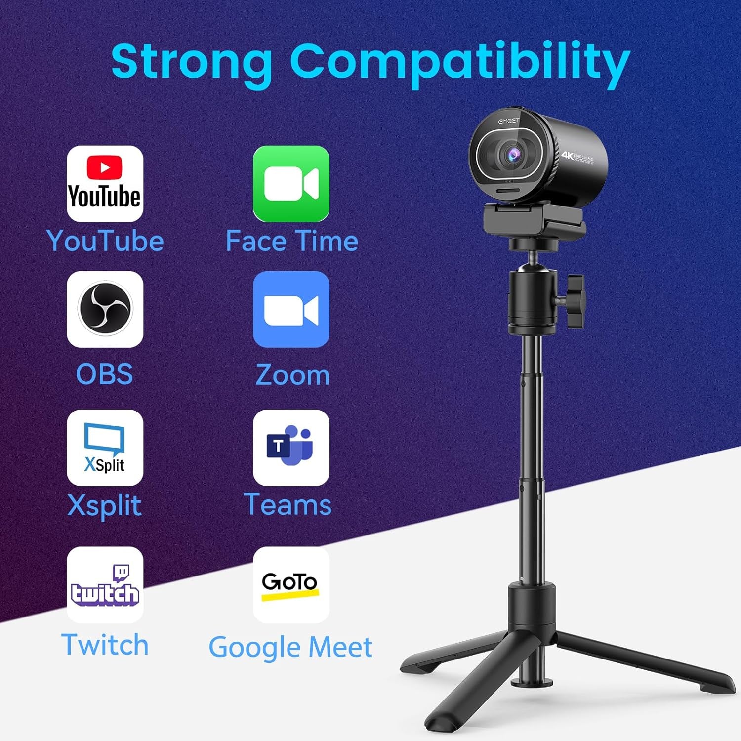 S600 4K Webcam for Streaming, Sony 1/2.55&