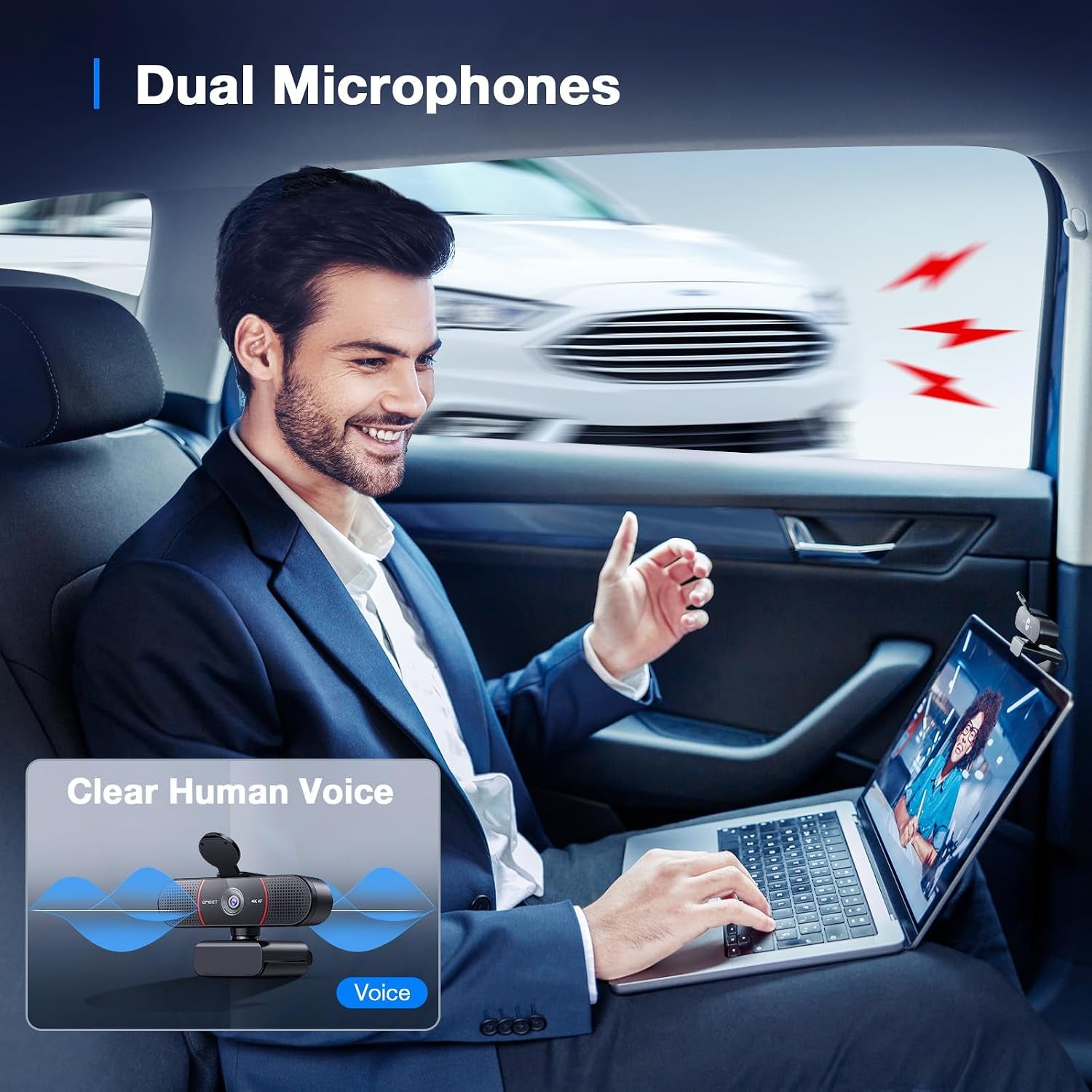 C960 4K Webcam for PC, PDAF Auto Focus, Dual Omni Mics, 73° FOV | Auto Light Correction, USB-A, Plug&amp;Play, Web Cam 4K with Privacy Cover, Webcam 4K Works for Zoom/Teams/Google Meet, Laptop/Pc