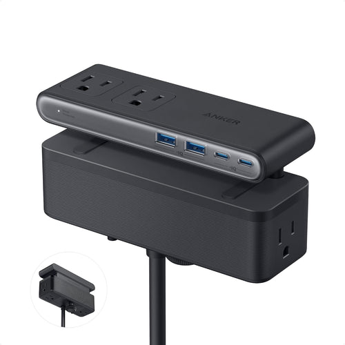 Anker Nano Power Strip, Desk Clamp, 70W Max, 1500J Surge Protector, 2 USB C | 6AC, Extension Cord, Outlet Extender Desk Organizer Gaming Accessories Home Office Essentials, Fit 0.6~1.8'' Tabletop Edge