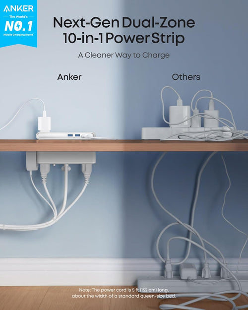 Anker Nano Power Strip, Desk Clamp, 70W Max, 1500J Surge Protector, 2 USB C | 6AC, Extension Cord, Outlet Extender Desk Organizer Gaming Accessories Home Office Essentials, Fit 0.6~1.8'' Tabletop Edge