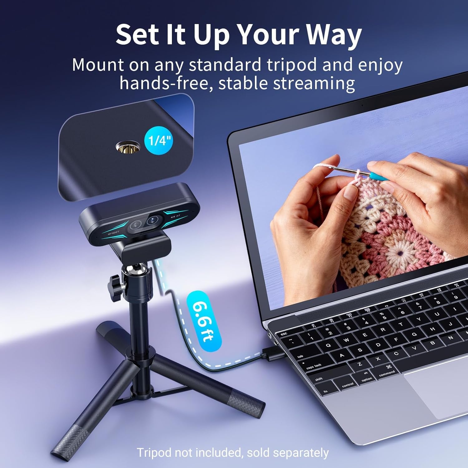 C60E Dual-Camera 4K Webcam for Streaming, Wide-Angle &amp; Telephoto | Max 11X Hybrid Zoom &amp; PDAF Autofocus, Remote Control, RGB Lighting, 2 Mics, Ideal for Livestreaming and Online Meeting