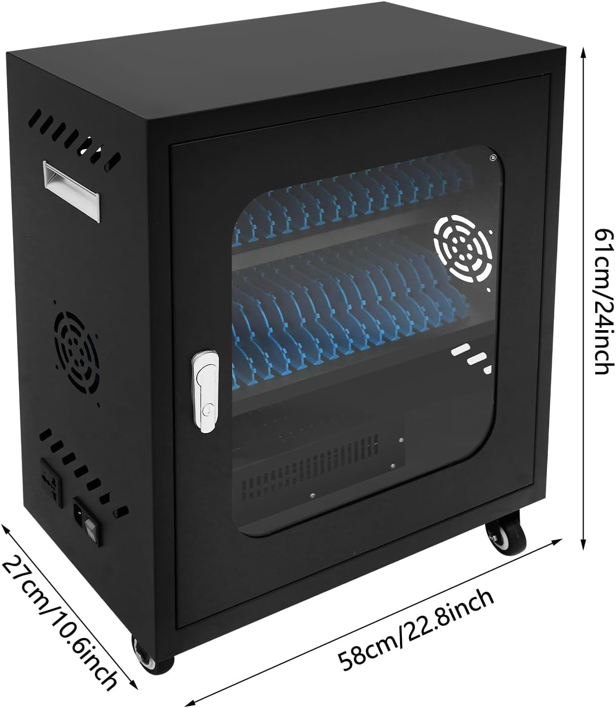 40-Device Charging Station, Charging Cabinet for Cellphones & Tablet Computers, Rechargeable Cellphone Locker Storage Charging Station, Locking Laptop Storage Box with Cable Management
