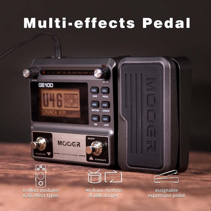 GE100 Multi-Effects Guitar Pedal 80 Presets, 66 Effects | 180 Second Loop,40 Drum Rythm, Distortion, Expression Volume Wah Pedal, Tap Tempo, Headphone Out, LED Screen, Tuner