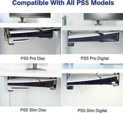 Under Desk Holder for PS5/PS5 Slim/Pro,Stealth Mount Compaitble with Playstation 5 Disc &amp; Digital Edition Console,Space Saving,Dp-05