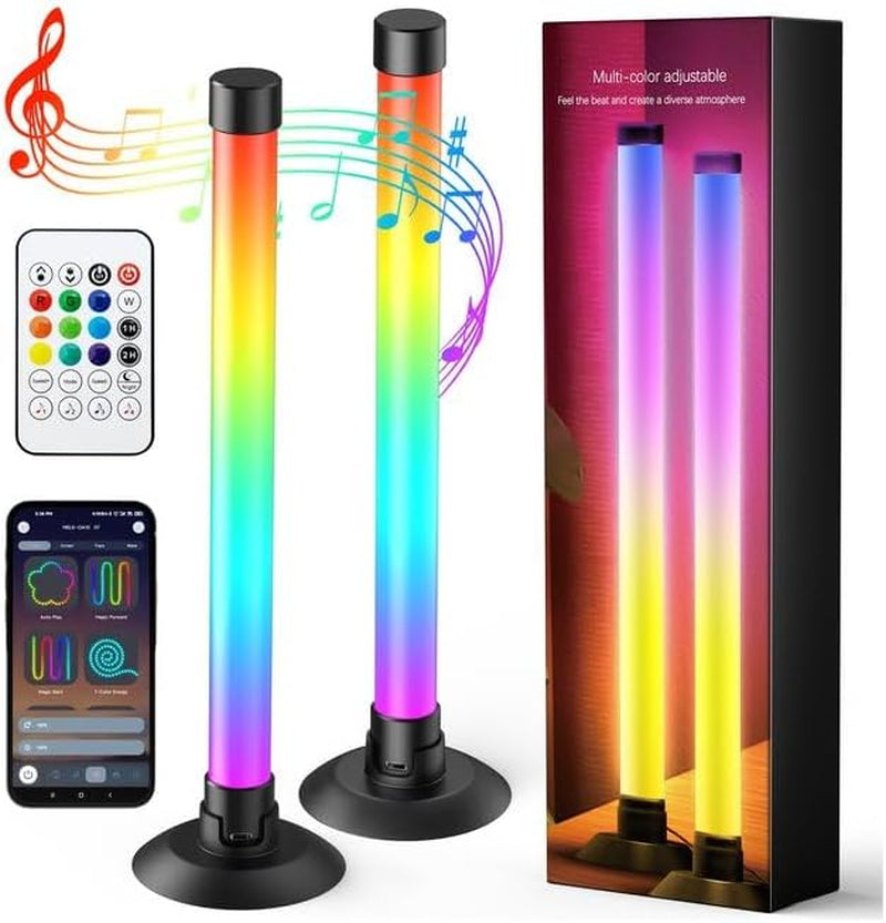 IC+RGBW USB Powered Led Light Bar with App & Remote Control, 2 Pack | Ic+Rgb & W Smart RGB Light Bar, USB Powered TV Light Bar, Led Lights for TV PC Room Monitor Backlight Gaming Accessories