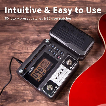 GE100 Multi-Effects Guitar Pedal 80 Presets, 66 Effects | 180 Second Loop,40 Drum Rythm, Distortion, Expression Volume Wah Pedal, Tap Tempo, Headphone Out, LED Screen, Tuner