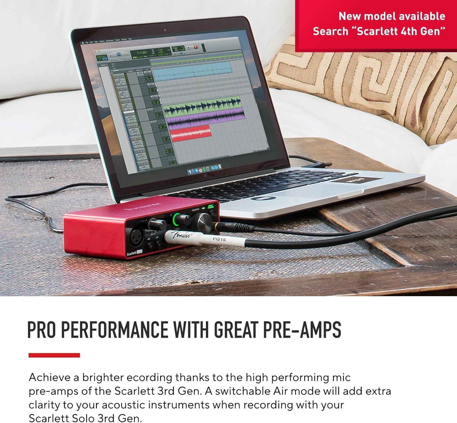 Scarlett Solo 3Rd Gen USB Audio Interface for Guitarists, Vocalists, Podcasters or Producers to Record and Playback Studio Quality Sound | 1 XLR Mic Preamp, 1 Hi-Z Instrument Input, 24-Bit/192Khz, 56Db Gain Range, Air Mode, Macos/Windows/Ipados Compatible