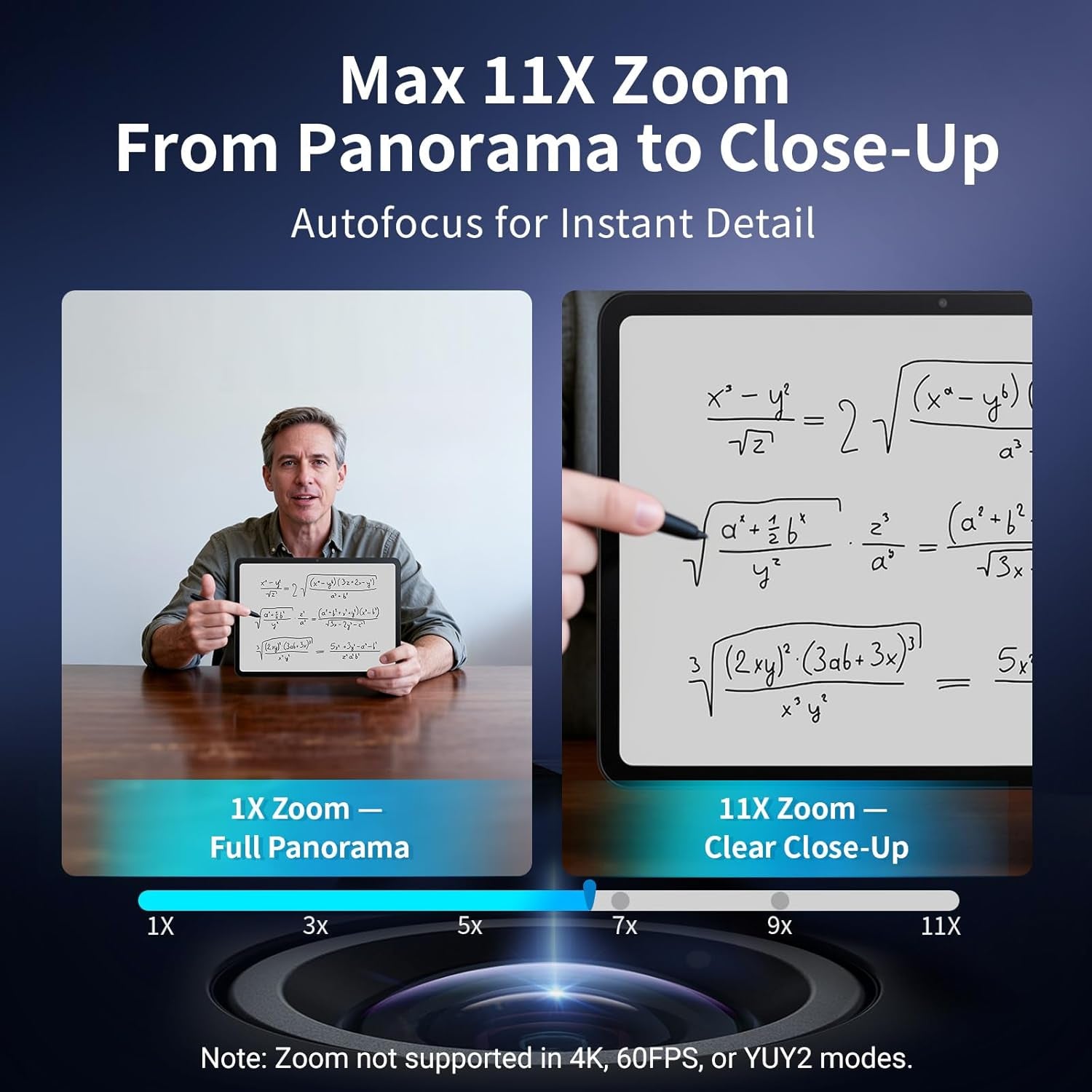 C60E Dual-Camera 4K Webcam for Streaming, Wide-Angle &amp; Telephoto | Max 11X Hybrid Zoom &amp; PDAF Autofocus, Remote Control, RGB Lighting, 2 Mics, Ideal for Livestreaming and Online Meeting