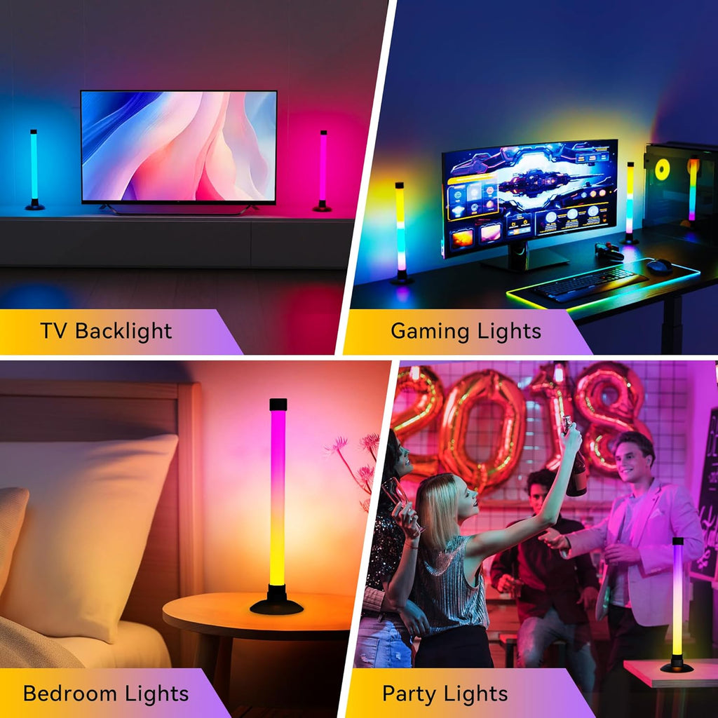 IC+RGBW USB Powered Led Light Bar with App & Remote Control, 2 Pack | Ic+Rgb & W Smart RGB Light Bar, USB Powered TV Light Bar, Led Lights for TV PC Room Monitor Backlight Gaming Accessories